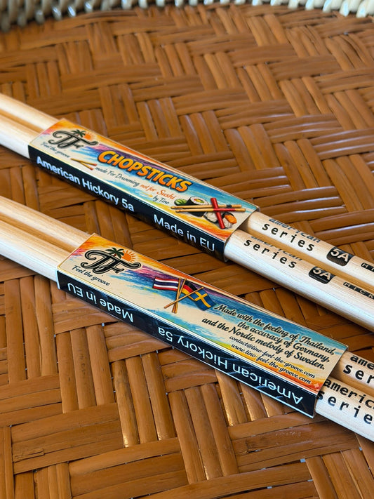 🥁 CHOPSTICKS – First Edition Drumsticks (5A Hickory)  by Tino – Feel the Groove