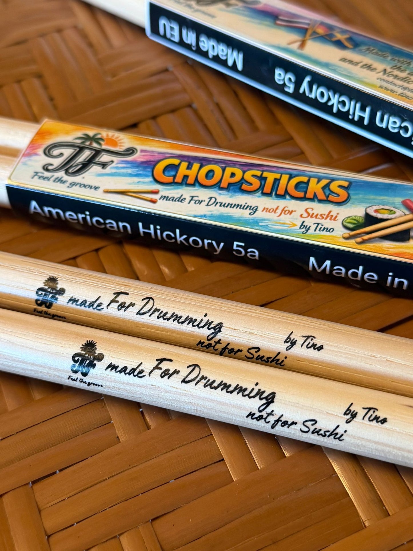 🥁 CHOPSTICKS – First Edition Drumsticks (5A Hickory)  by Tino – Feel the Groove