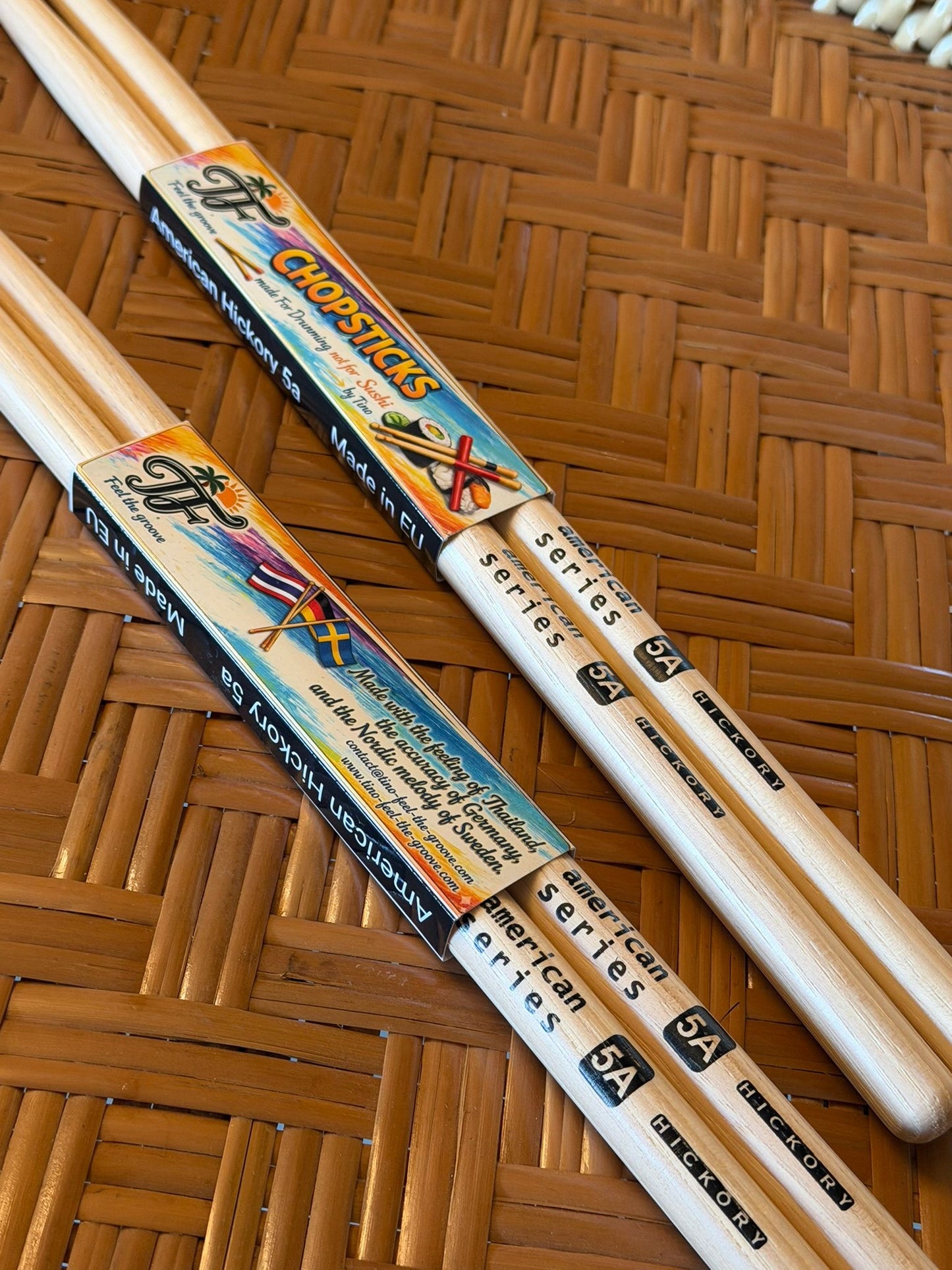 🥁 CHOPSTICKS – First Edition Drumsticks (5A Hickory)  by Tino – Feel the Groove