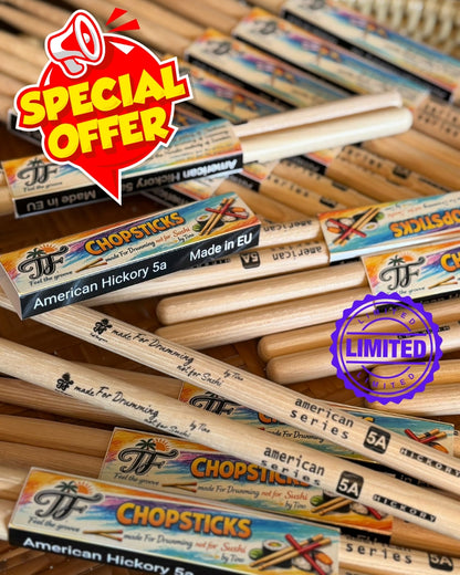🥁 CHOPSTICKS – 2er Set (First Edition Drumsticks 5A Hickory)  by Tino – Feel the Groove