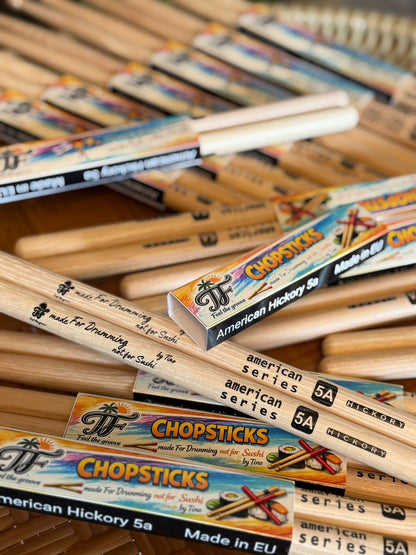 🥁 CHOPSTICKS – First Edition Drumsticks (5A Hickory)  by Tino – Feel the Groove
